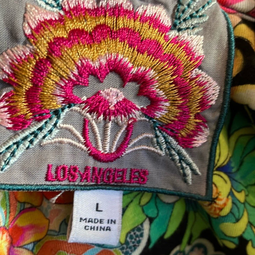 Floral Embroidered Blouse - Pink and Gray